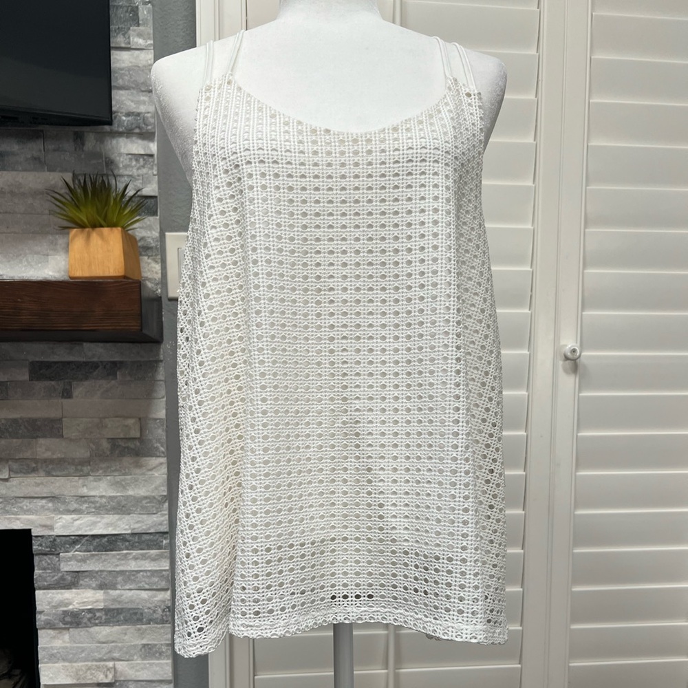 1. State White Crochet Tank Top